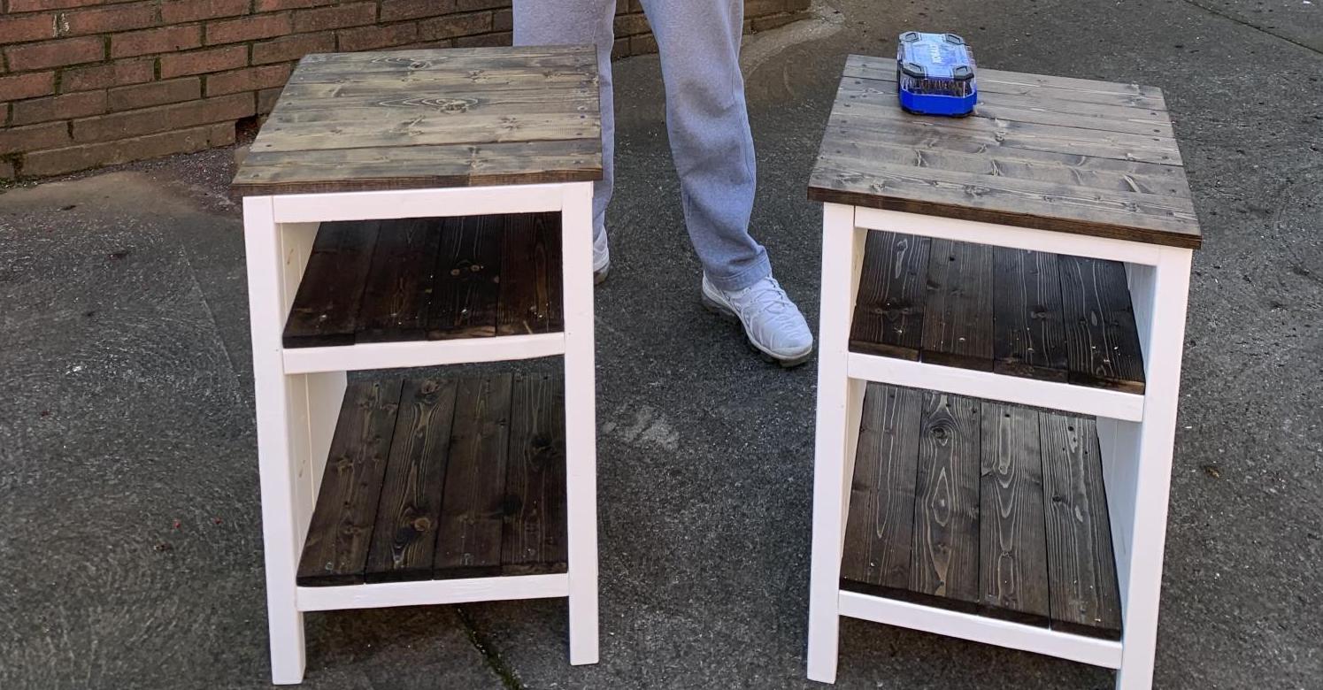 Planked Wood Bedside tables Ana White